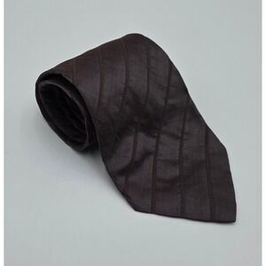 Emile Lafaurie Mens Brown Diagonal Stripe 100% Silk Necktie Made in Italy
